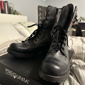 Women's Black Italian Leather Lace-Up Boots